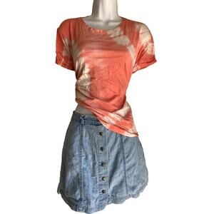 Y2K Time & Tru Women's Plus Size 16 Blouse Orange Feminine Tie Die Summer Shirt